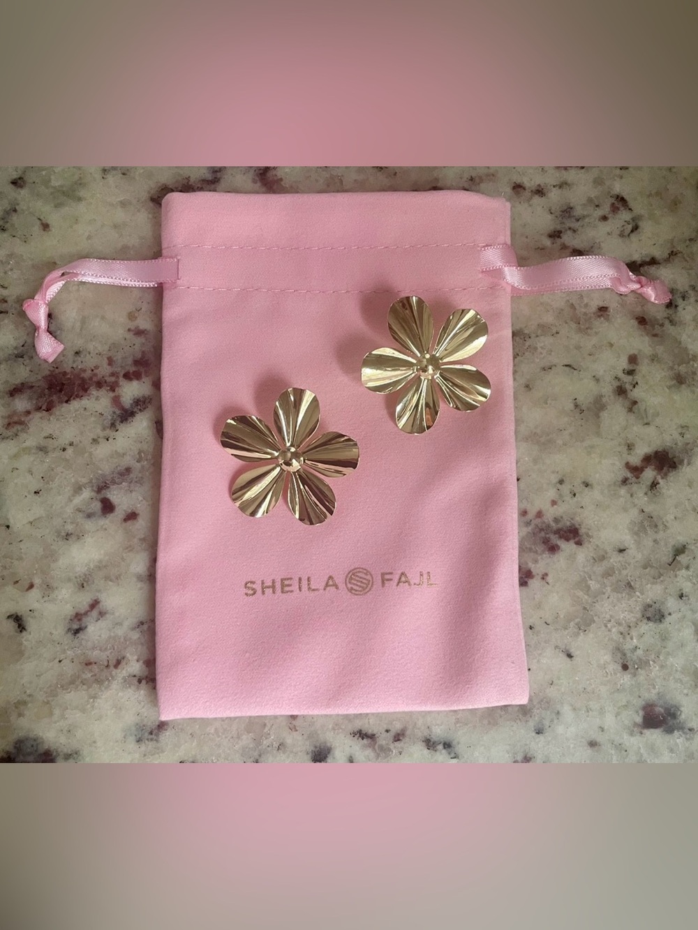 Sheila Fajl Wisteria Flower Stud Earrings 18K Gold Plated Finish NEW W/O TAGS